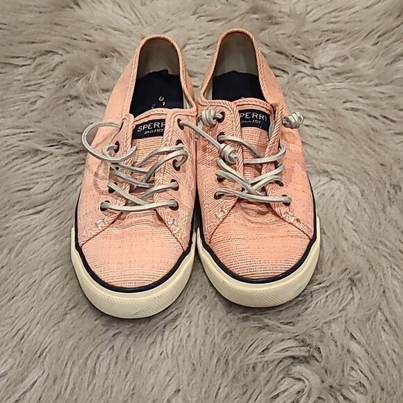 Sperry womens pink slip on tennishoes with silver leather leaces size‎ 8 1/2 - Picture 1 of 11